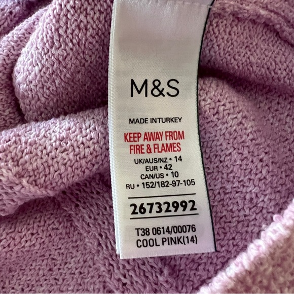 M&S | Size 14 XL Cool Pink Sweater | Textured Knit | Puff Sleeve | Soft - Picture 10 of 15